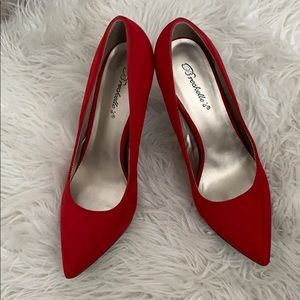 Red Suede Pumps